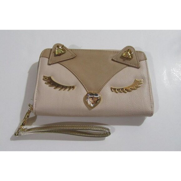 Betsey Johnson Kitsch Kitten Cat Wallet Brown Multi NWT - Picture 1 of 6